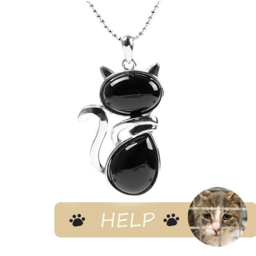 "Save A Cat" Cute Cat Protection Crystal Necklace