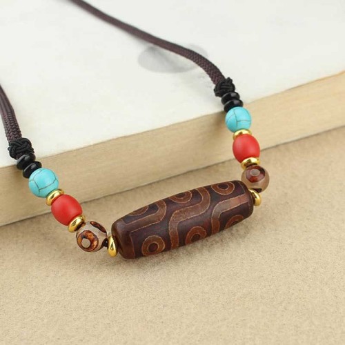 Tibetan Nine-Eye Dzi Bead Protection Necklace