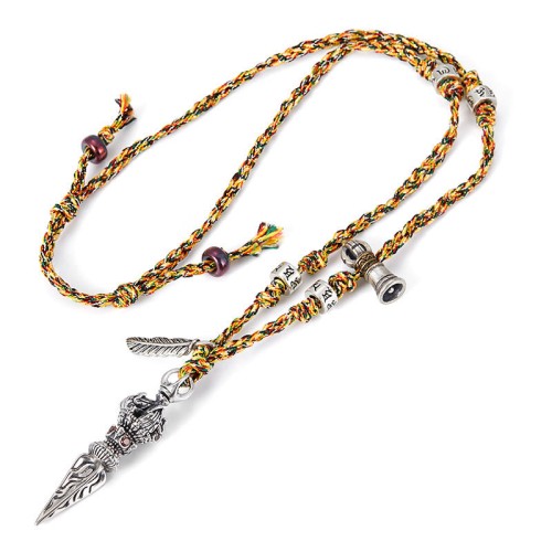 Tibetan Silver Dorje Vajra Lotus Strength Necklace
