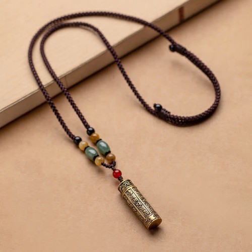 Tibetan Om Mani Padme Hum Agate Sutra Protection Necklace Tibetan Om Mani Padme Hum Agate Sutra Protection Necklace