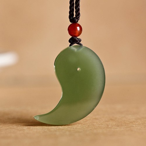 Yin Yang White Jade Cyan Jade Protection Necklace Yin Yang White Jade Cyan Jade Protection Necklace