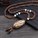 Tibetan Wenge Wood Bodhi Seed Agate Necklace Tibetan Wenge Wood Bodhi Seed Agate Necklace