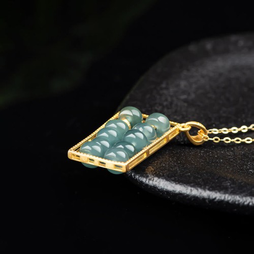 925 Silver Jade Abacus Abundance Necklace 925 Silver Jade Abacus Abundance Necklace