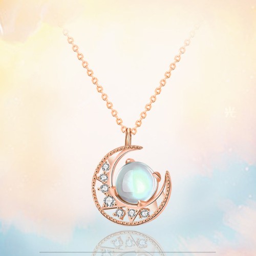 925 Silver Moonstone Love Necklace Pendant