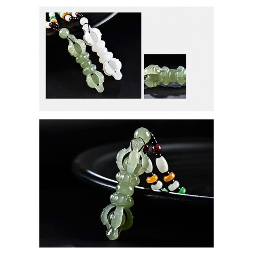 Tibetan Hetian Jade Dorje Vajra Success Necklace