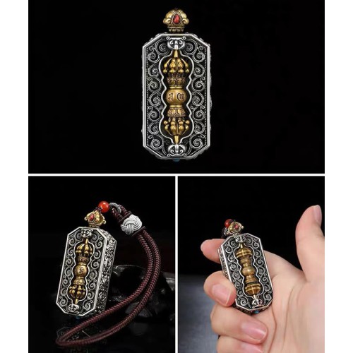 Tibetan Om Mani Padme Hum Dorje Vajra Lotus Necklace Tibetan Om Mani Padme Hum Dorje Vajra Lotus Necklace