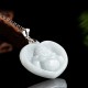 925 Silver Laughing Buddha White Jade Luck Necklace 925 Silver Laughing Buddha White Jade Luck Necklace