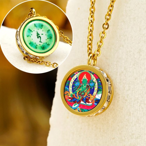 Tibetan Yellow God of Wealth Crystal Necklace Tibetan Yellow God of Wealth Crystal Necklace