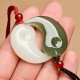 Yin Yang White Jade Cyan Jade Protection Necklace Yin Yang White Jade Cyan Jade Protection Necklace