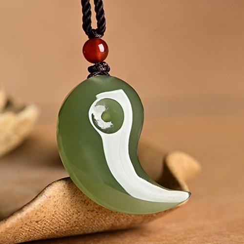 Yin Yang White Jade Cyan Jade Protection Necklace Yin Yang White Jade Cyan Jade Protection Necklace