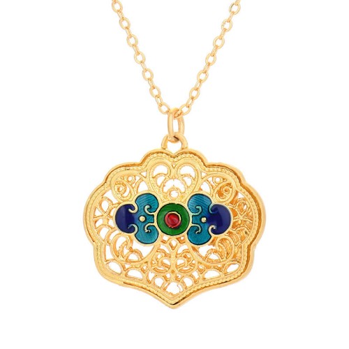 Tibet Auspicious Clouds Copper Luck Necklace