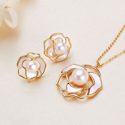 925 Silver Pearl Camellia Happiness Necklace