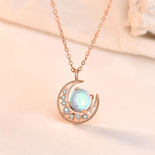 925 Silver Moonstone Love Necklace Pendant