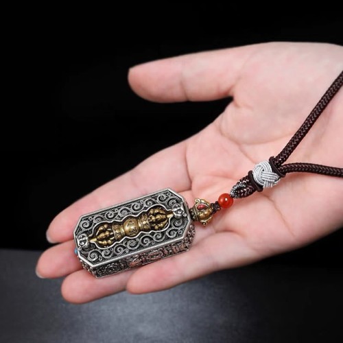 Tibetan Om Mani Padme Hum Dorje Vajra Lotus Necklace Tibetan Om Mani Padme Hum Dorje Vajra Lotus Necklace