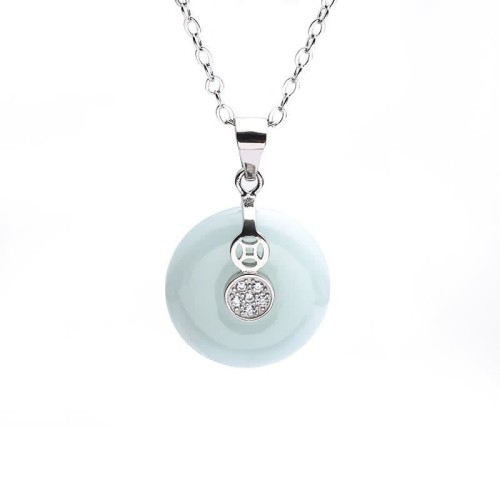 925 Silver Peace Buckle Jade Coin Necklace 925 Silver Peace Buckle Jade Coin Necklace