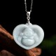 925 Silver Laughing Buddha White Jade Luck Necklace 925 Silver Laughing Buddha White Jade Luck Necklace