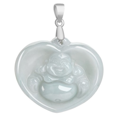 925 Silver Laughing Buddha White Jade Luck Necklace 925 Silver Laughing Buddha White Jade Luck Necklace