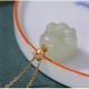 925 Silver Hetian White Jade Cat Paw Luck Necklace 925 Silver Hetian White Jade Cat Paw Luck Necklace