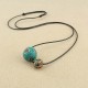 Tibetan Turquoise Double Bead Protection Necklace Tibetan Turquoise Double Bead Protection Necklace