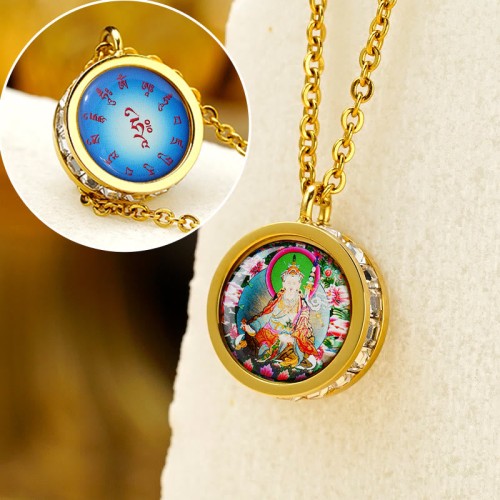 Tibetan Yellow God of Wealth Crystal Necklace Tibetan Yellow God of Wealth Crystal Necklace
