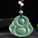 Laughing Buddha Cyan Jade Harmony Necklace Pendant