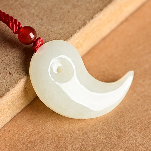 Yin Yang White Jade Cyan Jade Protection Necklace Yin Yang White Jade Cyan Jade Protection Necklace