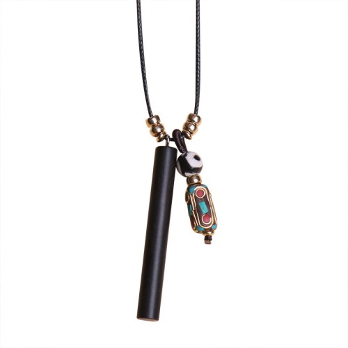 Tibetan Ebony Dzi Bead Peace Necklace Pendant Tibetan Ebony Dzi Bead Peace Necklace Pendant