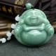 Laughing Buddha Cyan Jade Harmony Necklace Pendant