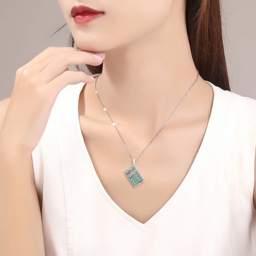 925 Silver Jade Abacus Abundance Necklace 925 Silver Jade Abacus Abundance Necklace