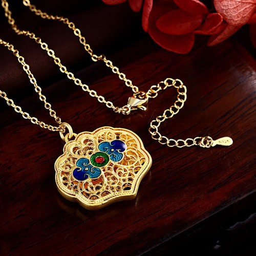 Tibet Auspicious Clouds Copper Luck Necklace