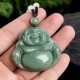 Laughing Buddha Cyan Jade Harmony Necklace Pendant