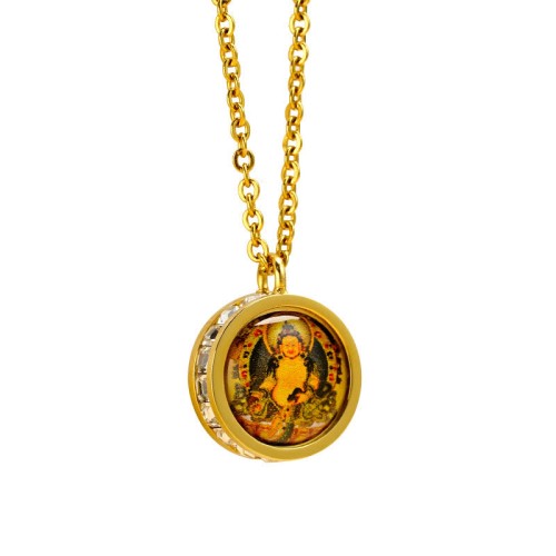 Tibetan Yellow God of Wealth Crystal Necklace Tibetan Yellow God of Wealth Crystal Necklace