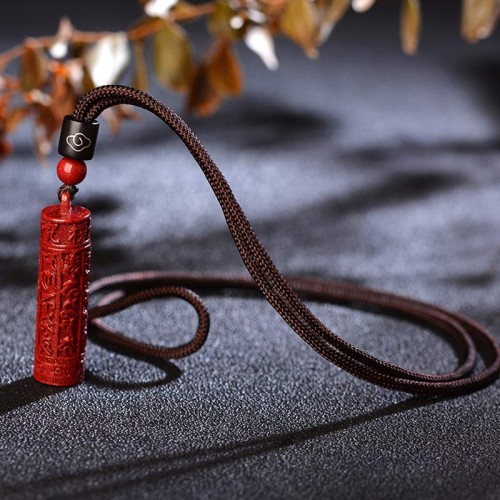 Tibetan Cinnabar Mantra Necklace