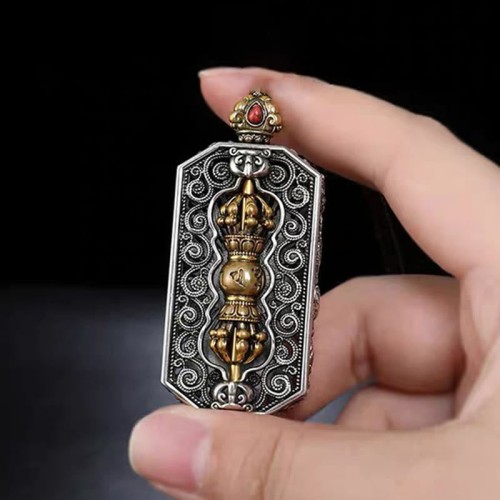 Tibetan Om Mani Padme Hum Dorje Vajra Lotus Necklace Tibetan Om Mani Padme Hum Dorje Vajra Lotus Necklace