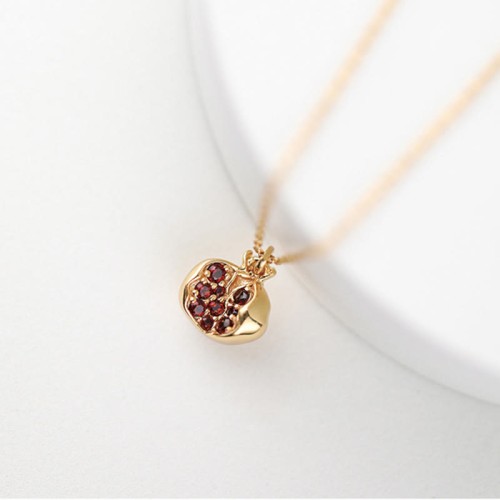 925 Silver Gold-Plated Garnet Crystal Necklace