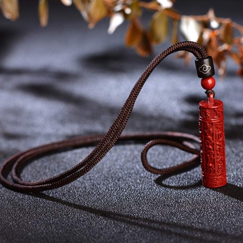 Tibetan Cinnabar Mantra Necklace