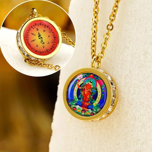 Tibetan Yellow God of Wealth Crystal Necklace Tibetan Yellow God of Wealth Crystal Necklace