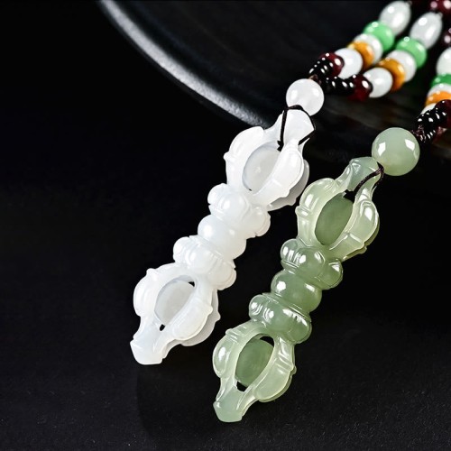 Tibetan Hetian Jade Dorje Vajra Success Necklace