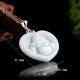 925 Silver Laughing Buddha White Jade Luck Necklace 925 Silver Laughing Buddha White Jade Luck Necklace