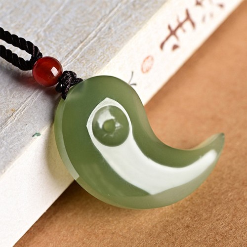 Yin Yang White Jade Cyan Jade Protection Necklace Yin Yang White Jade Cyan Jade Protection Necklace