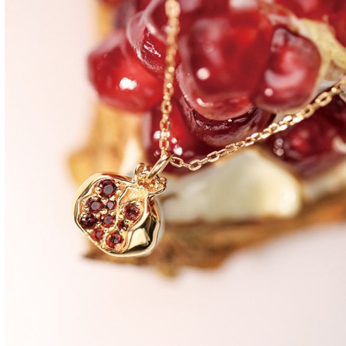 925 Silver Gold-Plated Garnet Crystal Necklace