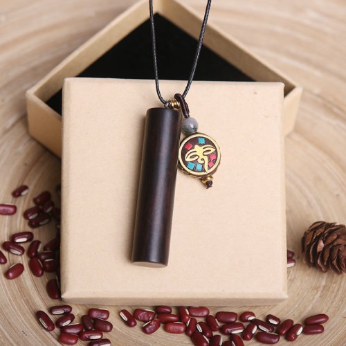 Tibetan Ebony Dzi Bead Peace Necklace Pendant Tibetan Ebony Dzi Bead Peace Necklace Pendant