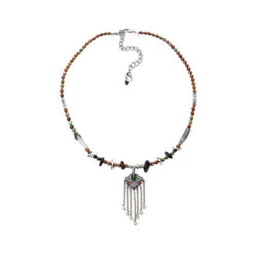 Tibetan Crystal Copper Luck Tassel Necklace