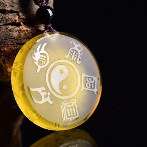 Taoism Five Sacred Mountains Yin Yang Liuli Crystal Balance Necklace Taoism Five Sacred Mountains Yin Yang Liuli Crystal Balance Necklace