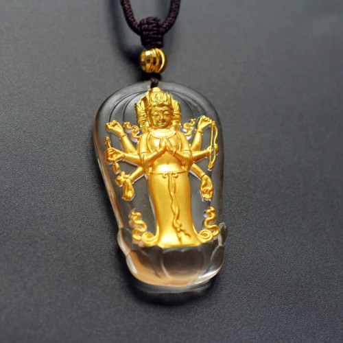 Tibetan Avalokitesvara Liuli Crystal Wealth Necklace