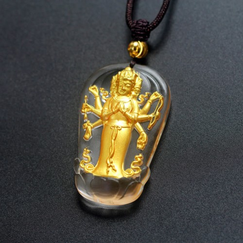 Tibetan Avalokitesvara Liuli Crystal Wealth Necklace
