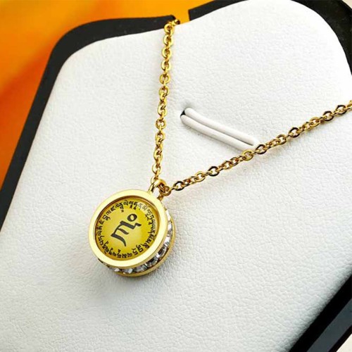 Tibetan Yellow God of Wealth Crystal Necklace Tibetan Yellow God of Wealth Crystal Necklace