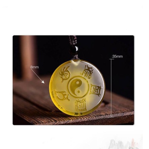 Taoism Five Sacred Mountains Yin Yang Liuli Crystal Balance Necklace Taoism Five Sacred Mountains Yin Yang Liuli Crystal Balance Necklace