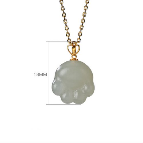 925 Silver Hetian White Jade Cat Paw Luck Necklace 925 Silver Hetian White Jade Cat Paw Luck Necklace