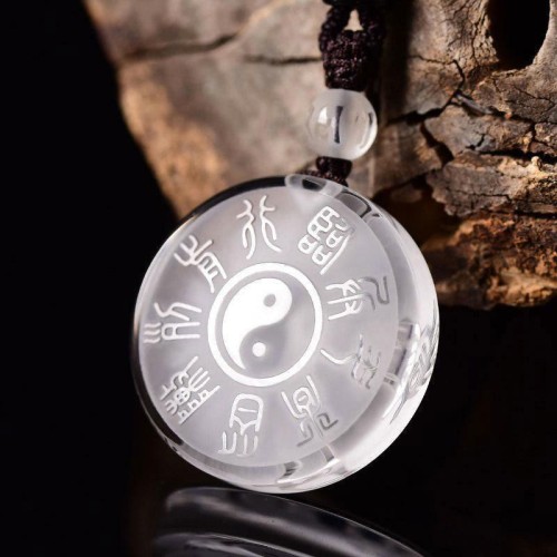Taoism Five Sacred Mountains Yin Yang Liuli Crystal Balance Necklace Taoism Five Sacred Mountains Yin Yang Liuli Crystal Balance Necklace